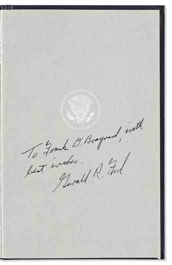 FORD, GERALD R. Three items, each Signed or Inscribed and Signed, Jerry Ford or Gerald R. Ford, as President, to maritime historian